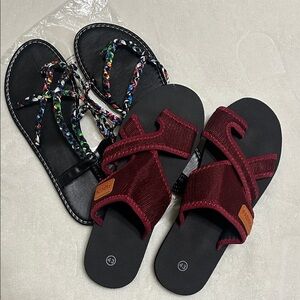 Colorful Braided and Red Sandals Set